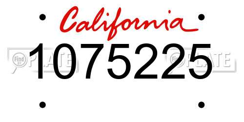 1075225 California License Plate
