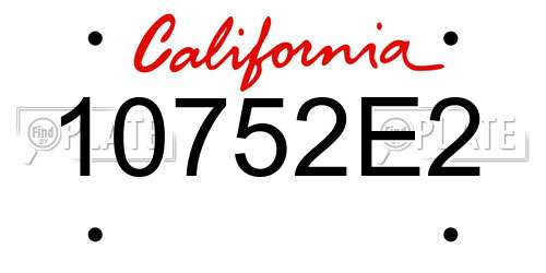 10752E2 California License Plate