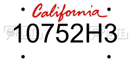 10752H3 California License Plate