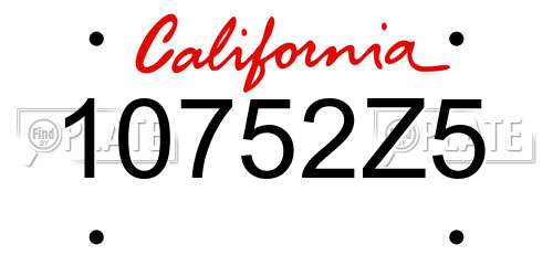 10752Z5 California License Plate