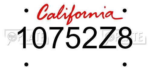 10752Z8 California License Plate