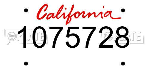 1075728 California License Plate