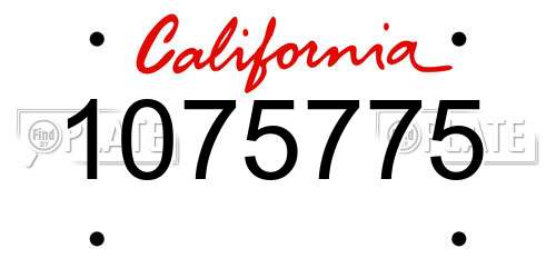 1075775 California License Plate