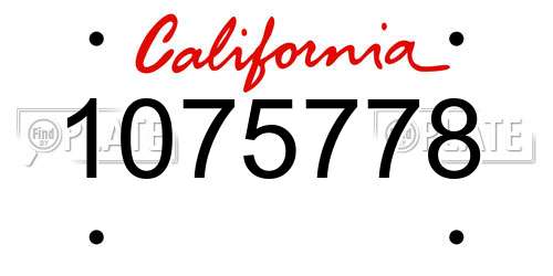 1075778 California License Plate