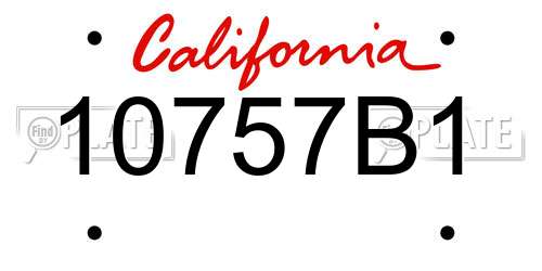 10757B1 California License Plate