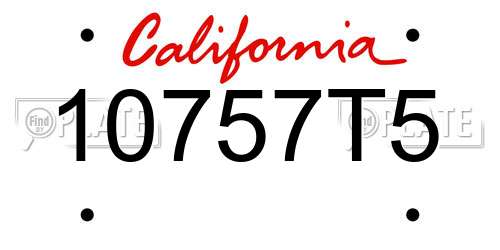 10757T5 California License Plate