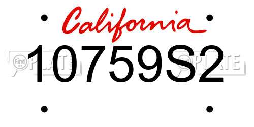 10759S2 California License Plate