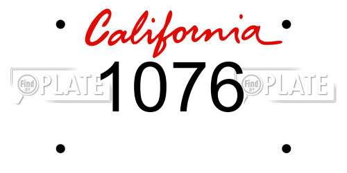 1076 California License Plate