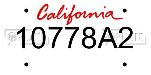 10778A2 California License Plate