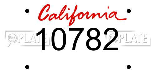 10782 California License Plate