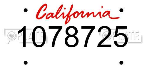 1078725 California License Plate