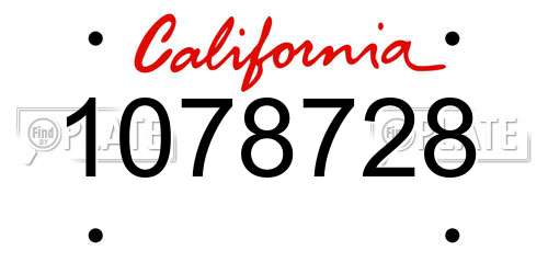 1078728 California License Plate