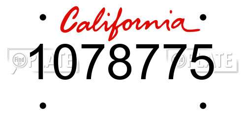 1078775 California License Plate