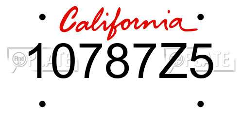 10787Z5 California License Plate