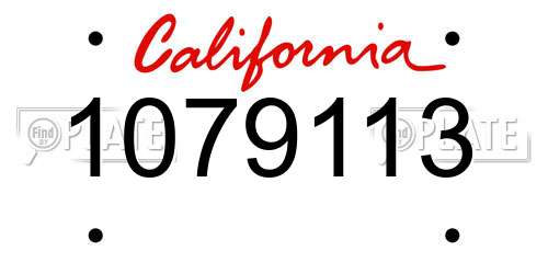 1079113 California License Plate