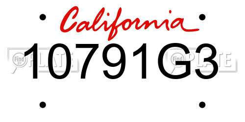 10791G3 California License Plate