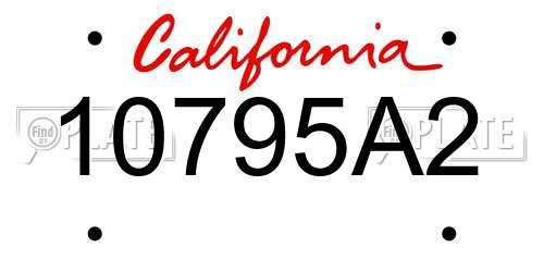 10795A2 California License Plate