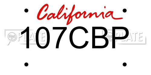 107CBP California License Plate