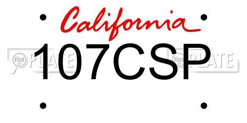 107CSP California License Plate