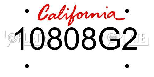 10808G2 California License Plate