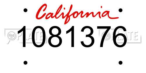 1081376 California License Plate