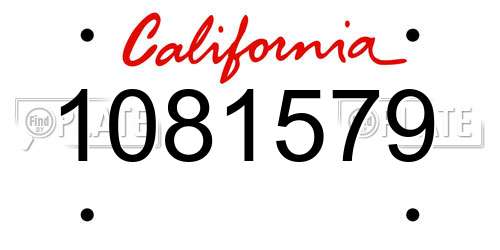 1081579 California License Plate