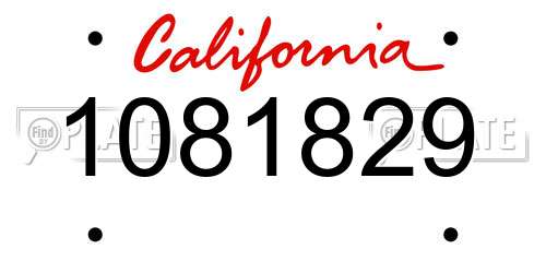 1081829 California License Plate