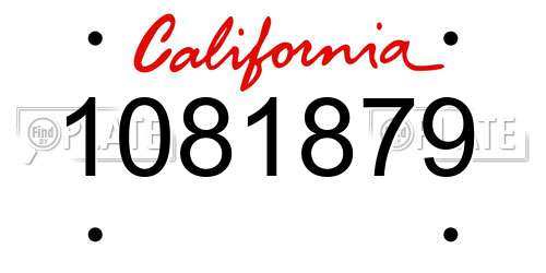 1081879 California License Plate