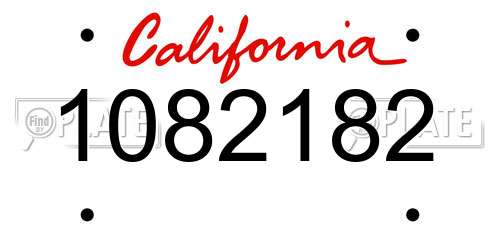 1082182 California License Plate