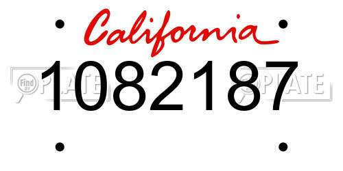 1082187 California License Plate