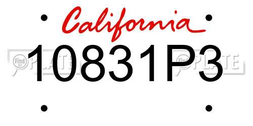 10831P3 California License Plate