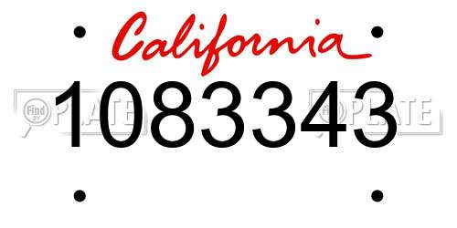 1083343 California License Plate