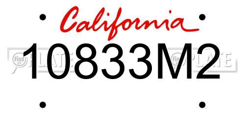 10833M2 California License Plate
