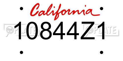 10844Z1 California License Plate