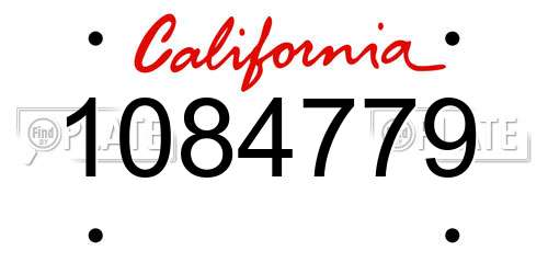 1084779 California License Plate