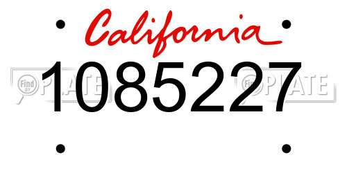 1085227 California License Plate