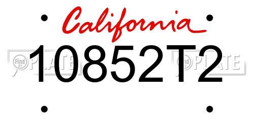 10852T2 California License Plate