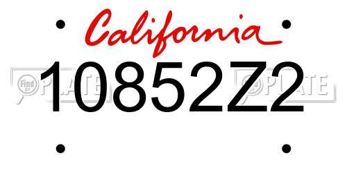 10852Z2 California License Plate