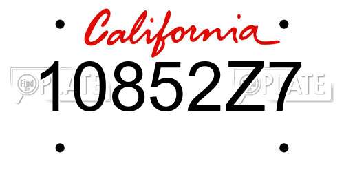 10852Z7 California License Plate