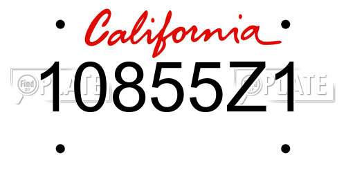 10855Z1 California License Plate