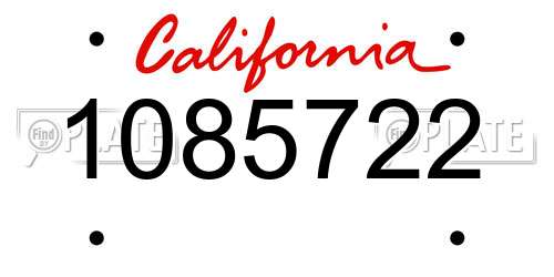 1085722 California License Plate