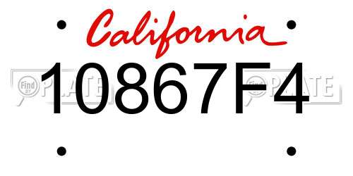 10867F4 California License Plate
