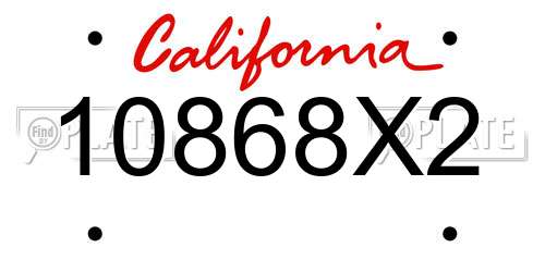 10868X2 California License Plate