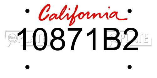 10871B2 California License Plate