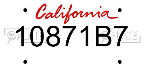 10871B7 California License Plate
