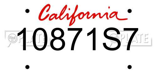 10871S7 California License Plate