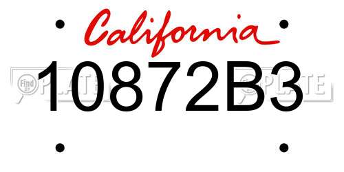 10872B3 California License Plate