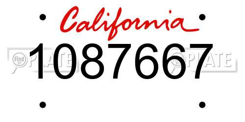 1087667 California License Plate