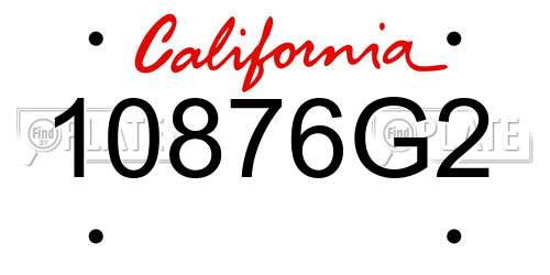 10876G2 California License Plate