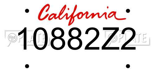 10882Z2 California License Plate